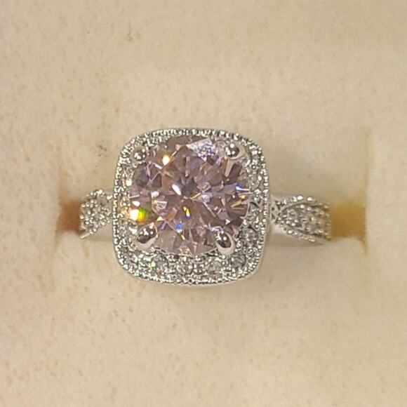 Silver Pink Ice and Crystal Rhinestones Ring, size 6.5 ~ NEW - Picture 2 of 6